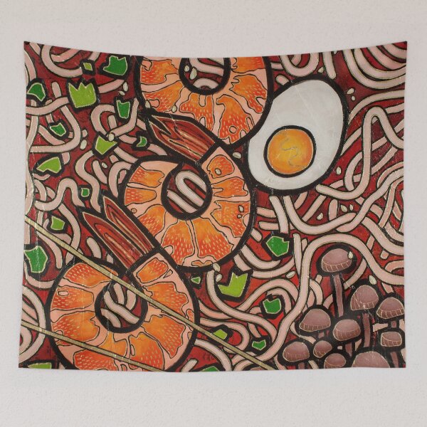 Item preview, Ramen noodle Shrimp abstract oil painting designed and sold by Yue Zeng Art Studio.