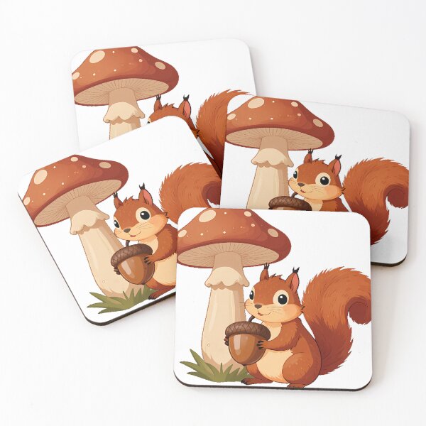 Item preview, Squirrel with Acorn and Mushroom designed and sold by pumsquare.