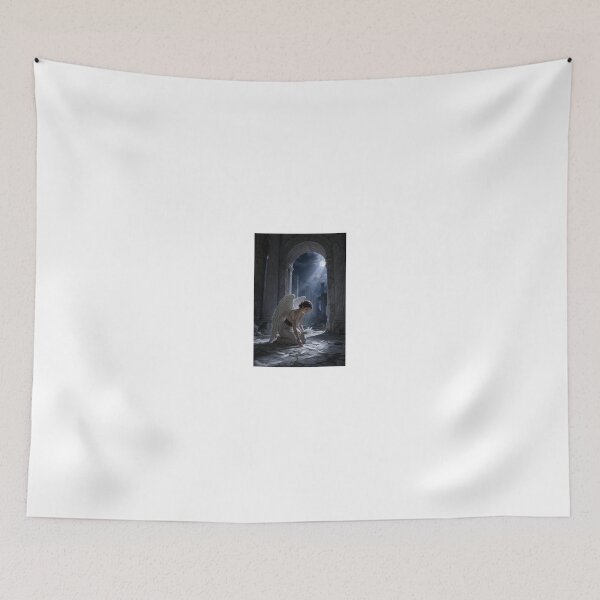 Item preview, Angel kneeling by stone archway at night designed and sold by CathryneDelamort.