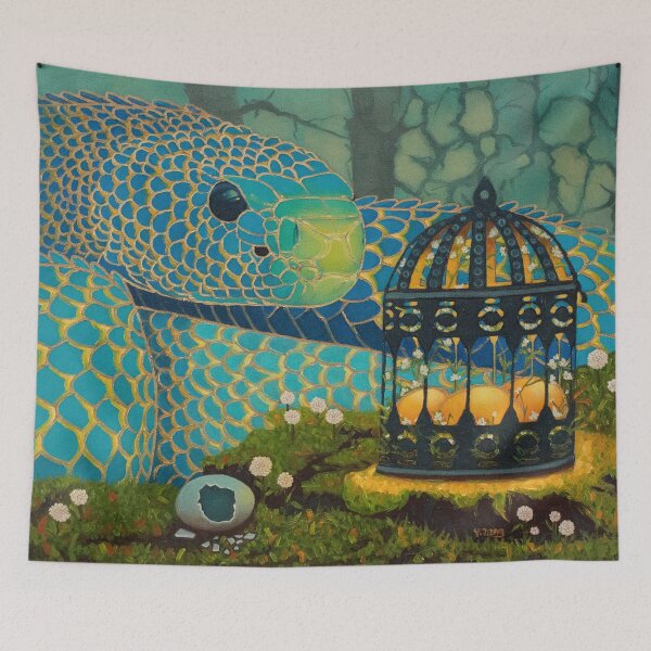 Item preview, Blue serpent and glowing eggs designed and sold by Yue Zeng Art Studio.