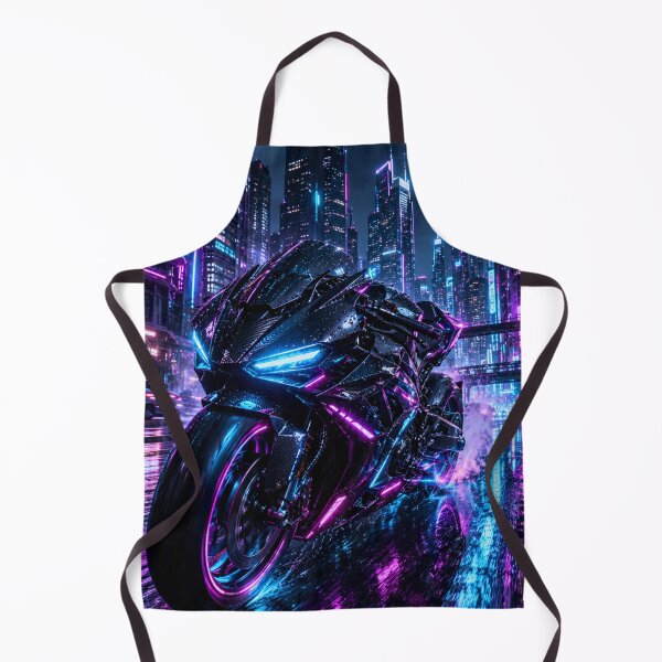 Aperçu de l'œuvre Cyberpunk Neon Motorcycle Night City créée et vendue par Gold&pixels.