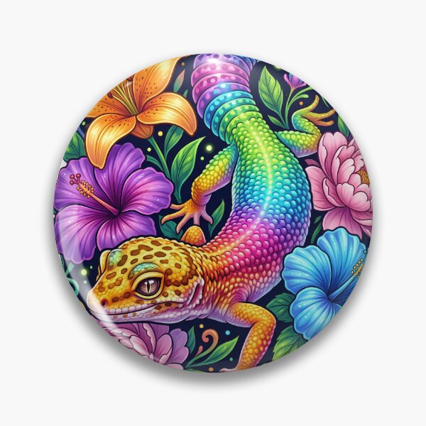 Item preview, Rainbow Leopard Gecko Floral Design | Colorful Reptile Lover Botanical Art Gift designed and sold by HCNDesign.