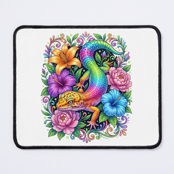 Item preview, Rainbow Leopard Gecko Floral Design | Colorful Reptile Lover Botanical Art Gift designed and sold by HCNDesign.
