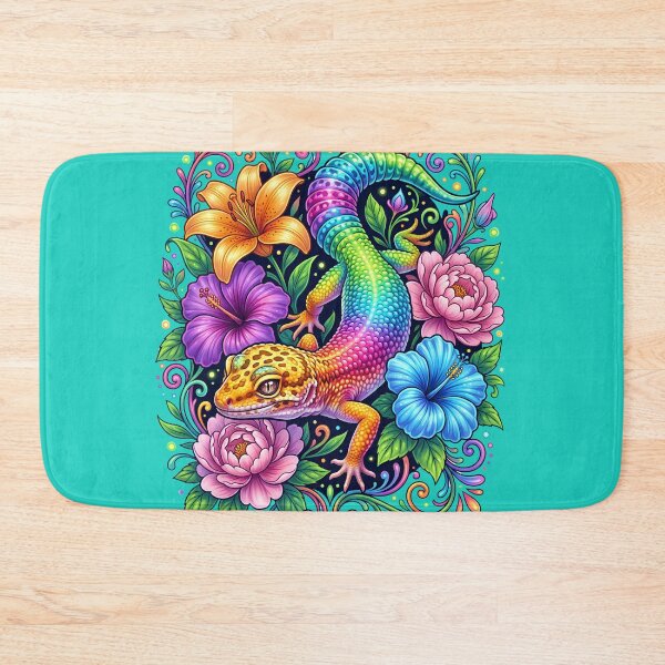 Item preview, Rainbow Leopard Gecko Floral Design | Colorful Reptile Lover Botanical Art Gift designed and sold by HCNDesign.