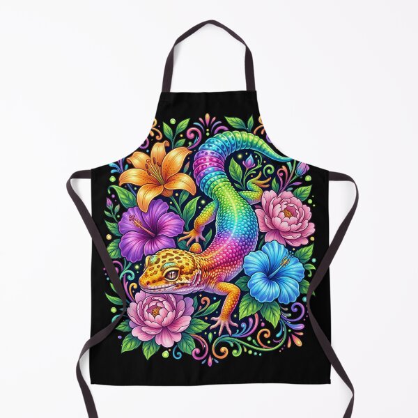 Item preview, Rainbow Leopard Gecko Floral Design | Colorful Reptile Lover Botanical Art Gift designed and sold by HCNDesign.