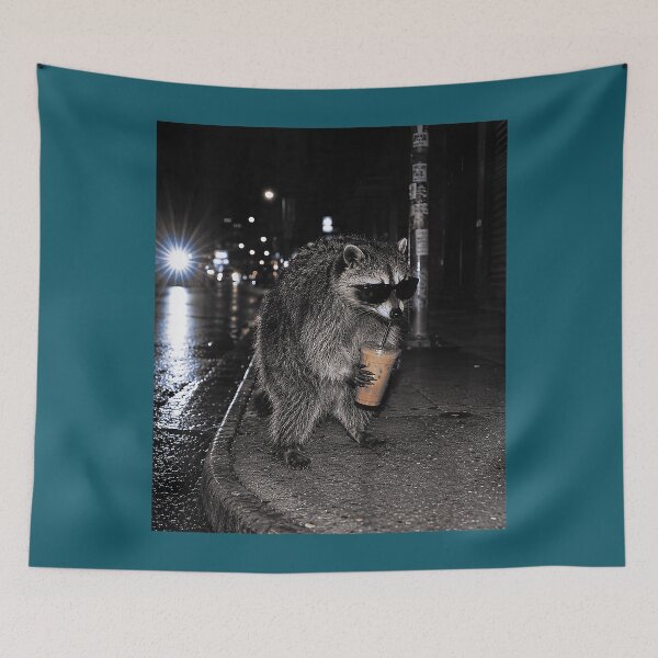 Item preview, Ice Coffee Latte Raccoon Cute Wildlife Jimothy Urban Meme designed and sold by FrankIsabel.