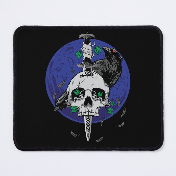 Item preview, Skull 067 - Gothic Skull, Sword, Raven and Moon designed and sold by SkullTees.