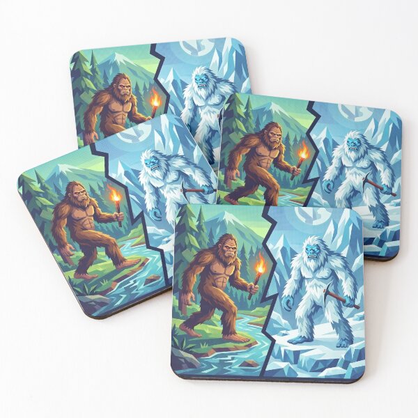 Item preview, Bigfoot vs Yeti – Legendary Cryptid Showdown Pop Art designed and sold by redsharkuk.
