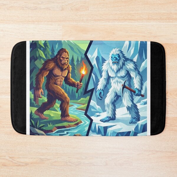 Item preview, Bigfoot vs Yeti – Legendary Cryptid Showdown Pop Art designed and sold by redsharkuk.
