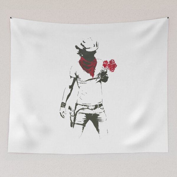 Item preview, Romantic Outlaw Cowboy Drawing Bouquet Of Roses designed and sold by EdvvinStudios.