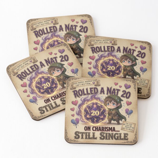 Item preview, Rolled a Nat 20 on Charisma Still Single Funny Tabletop RPG Dice Gift designed and sold by Amber Sky Creations.