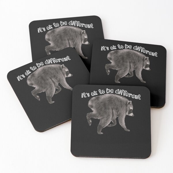 Item preview, It's OK To Be Different Cute Jimothy Raccoon Inspirational Quote designed and sold by PixlCrypt.