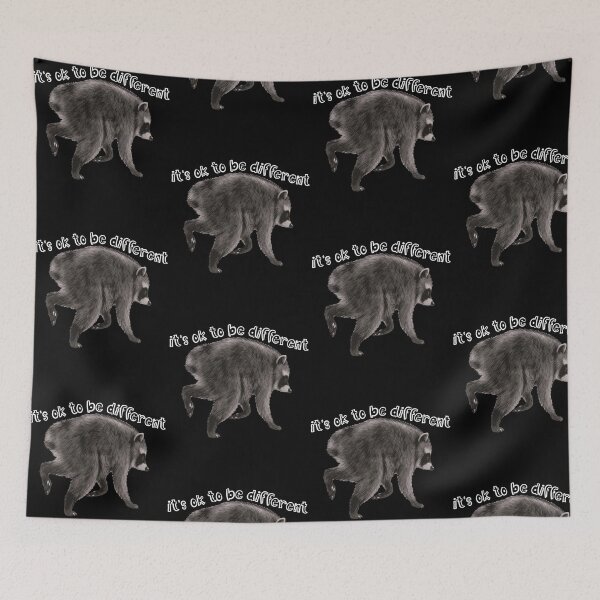 Item preview, It's OK To Be Different Cute Jimothy Raccoon Inspirational Quote designed and sold by PixlCrypt.