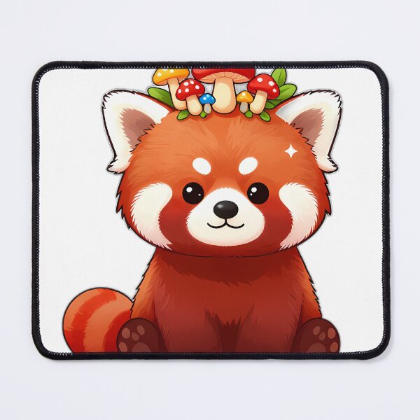 Item preview, Red Panda with Mushroom Crown designed and sold by pumsquare.