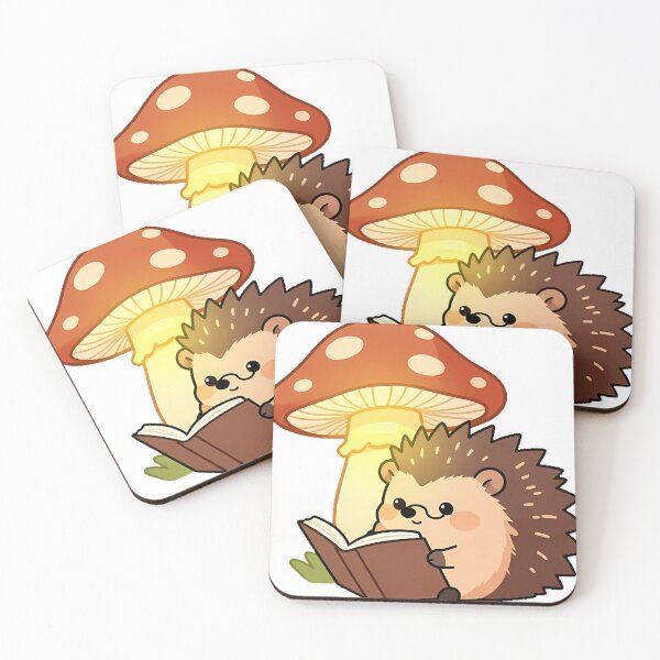 Item preview, Hedgehog Reading Under Mushroom Lamp designed and sold by pumsquare.