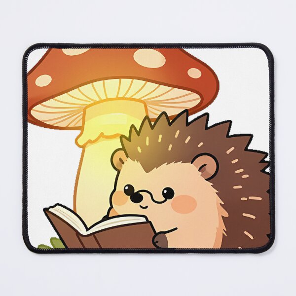 Item preview, Hedgehog Reading Under Mushroom Lamp designed and sold by pumsquare.