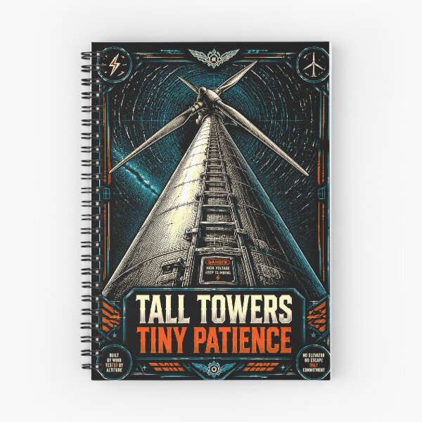 Item preview, Tall Towers Tiny Patience Wind Turbine Climber Art designed and sold by RoyalOrderGallery.