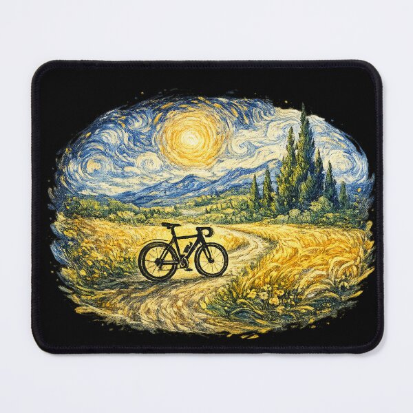 Item preview, Cyclist Art Gift Bicycle Landscape Painting designed and sold by Corvoria.
