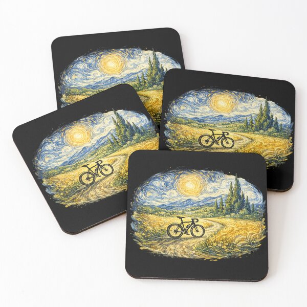 Item preview, Cyclist Art Gift Bicycle Landscape Painting designed and sold by Corvoria.