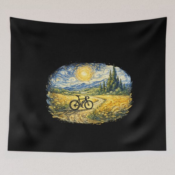 Item preview, Cyclist Art Gift Bicycle Landscape Painting designed and sold by Corvoria.