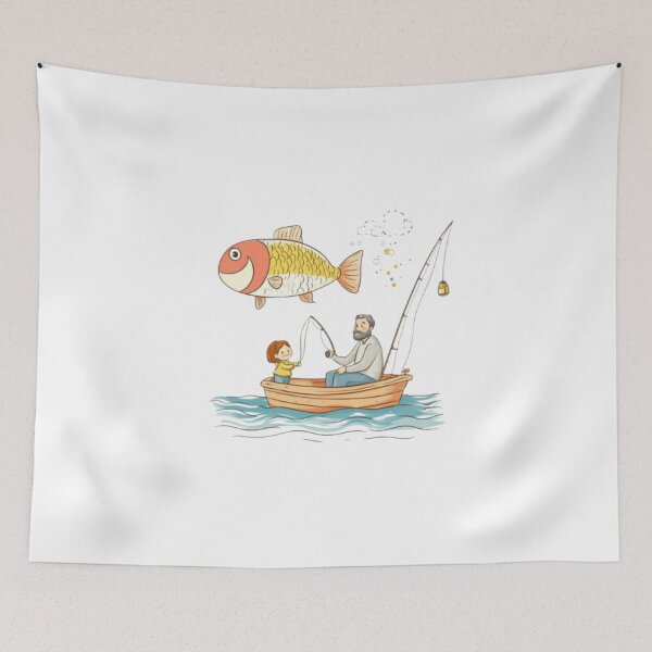 Item preview, Father and Child Fishing - Heartwarming Family Bonding designed and sold by NoFishToday.