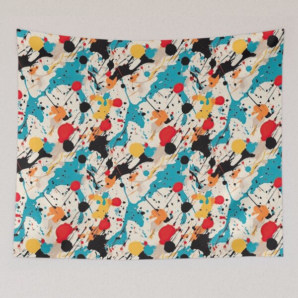 Item preview, Electric Turquoise & Orange Abstract Paint Drips designed and sold by VibeShift Studio.
