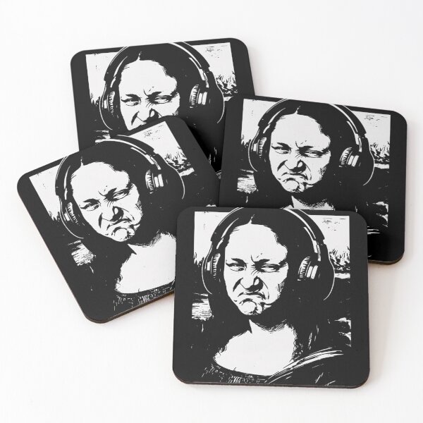 Item preview, Mona Lisa Bass Face With Headphones Funny Music Art designed and sold by xpressapparels.