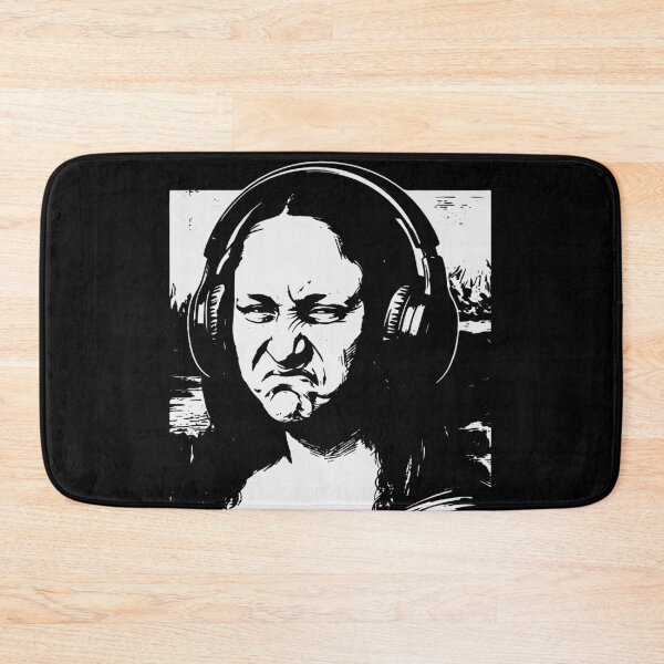 Item preview, Mona Lisa Bass Face With Headphones Funny Music Art designed and sold by xpressapparels.