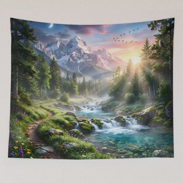 Item preview, Alpine Mountain River Landscape designed and sold by hutofdesigns.