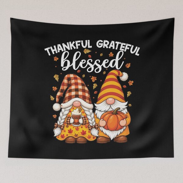 Item preview, Thankful Grateful Blessed Gnomes Fall Art designed and sold by ayion.