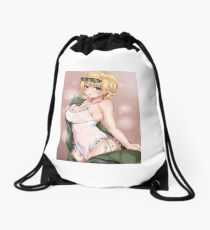 Cute anime tank girl. Drawstring Bag