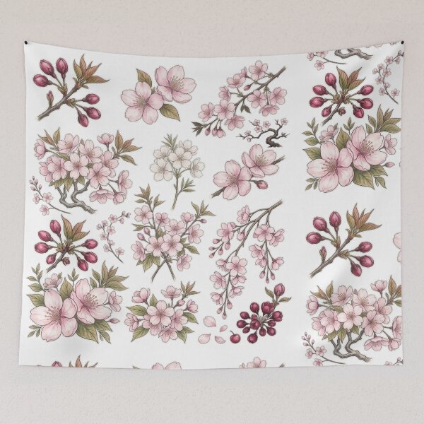 Item preview, Vintage Pink Cherry Blossom Floral Branch  designed and sold by Rehnair.