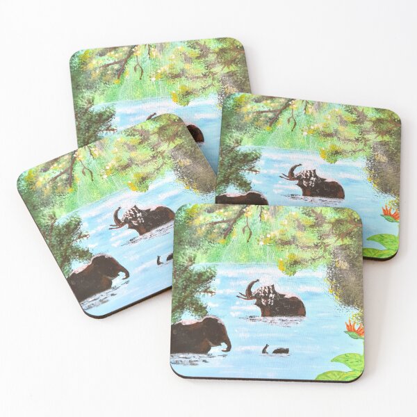 Item preview, Elephant bath in the jungle designed and sold by AceNeela.
