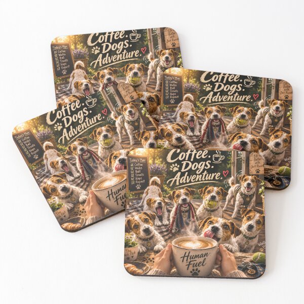 Item preview, Coffee First. Dogs. Adventure. – Funny Jack Russell Terrier Coffee Lover Shirt designed and sold by Chaos & Charm Studio.