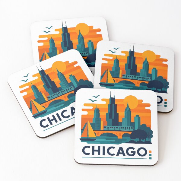 Item preview, Chicago Illinois Travel Souvenir - Willis Tower Skyline & L Train Art designed and sold by OzzFrequency.