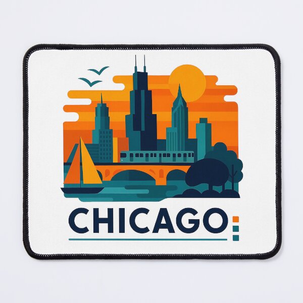 Item preview, Chicago Illinois Travel Souvenir - Willis Tower Skyline & L Train Art designed and sold by OzzFrequency.