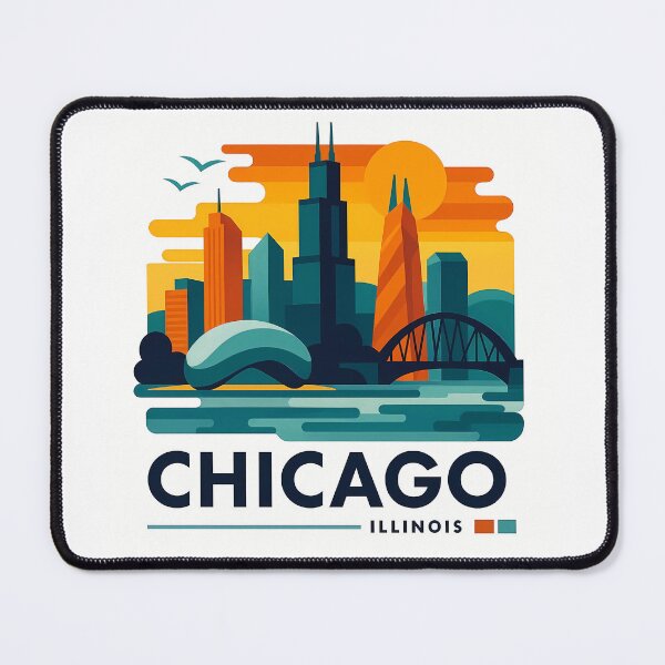 Item preview, Chicago Illinois Travel Souvenir - Willis Tower Skyline & L Train Art designed and sold by OzzFrequency.