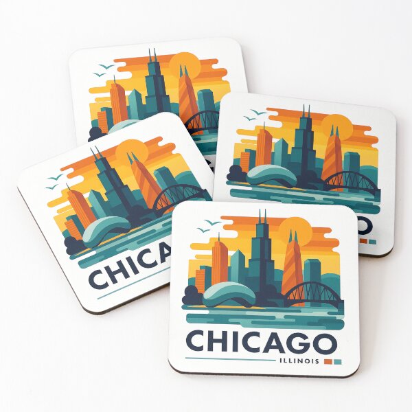 Item preview, Chicago Illinois Travel Souvenir - Willis Tower Skyline & L Train Art designed and sold by OzzFrequency.
