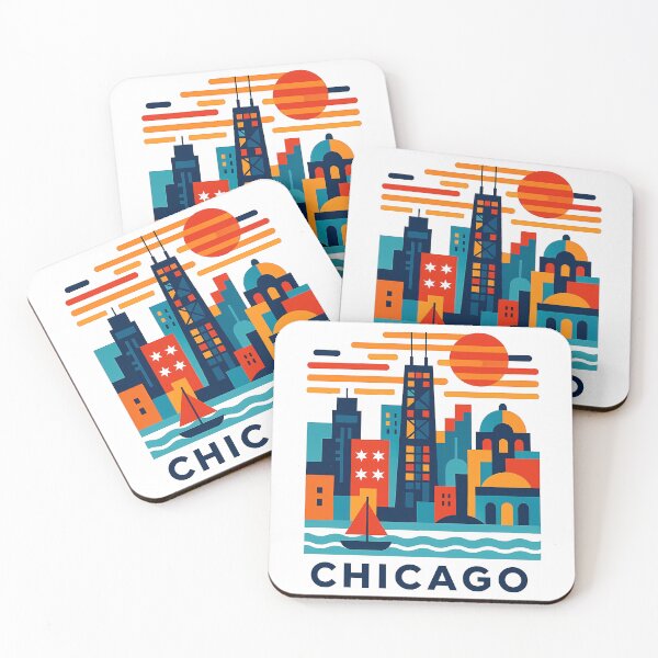 Item preview, Chicago Illinois Travel Souvenir - Willis Tower Skyline & L Train Art designed and sold by OzzFrequency.