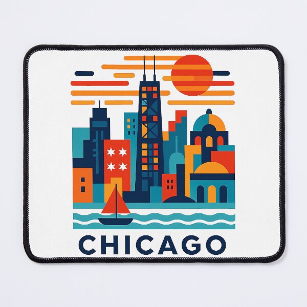 Item preview, Chicago Illinois Travel Souvenir - Willis Tower Skyline & L Train Art designed and sold by OzzFrequency.