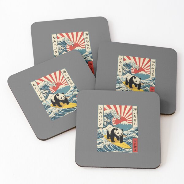 Item preview, Nami Panda Surfing Ocean Waves Mount Fuji Japan Wildlife designed and sold by SofiBlair.