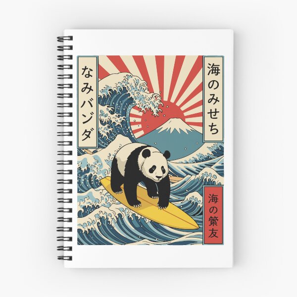 Item preview, Nami Panda Surfing Ocean Waves Mount Fuji Japan Wildlife designed and sold by SofiBlair.