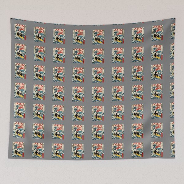 Item preview, Nami Panda Surfing Ocean Waves Mount Fuji Japan Wildlife designed and sold by SofiBlair.