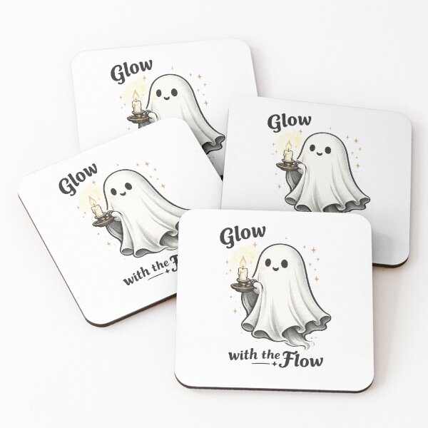 Item preview, Glow with the Flow Cute Ghost | Whimsical Candle Halloween Illustration designed and sold by BlackBoneArt.