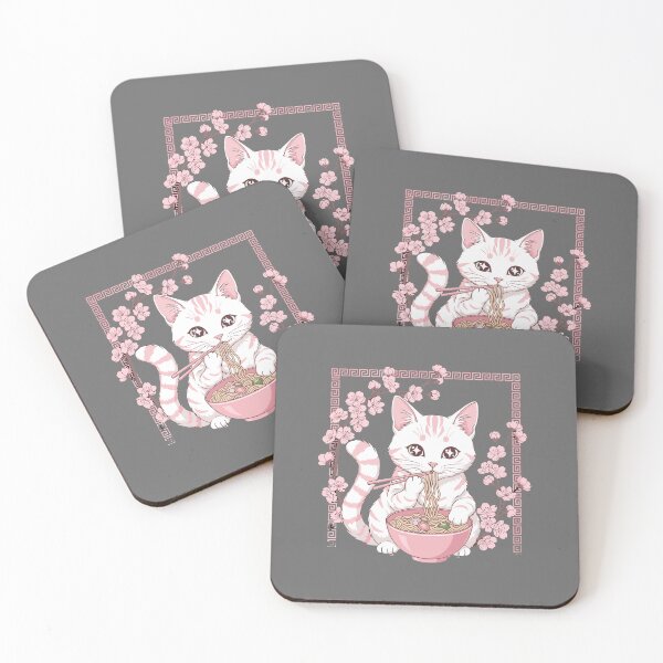 Item preview, Kawaii Cat Ramen Noodles Japanese Food Cherry Blossom designed and sold by SofiBlair.