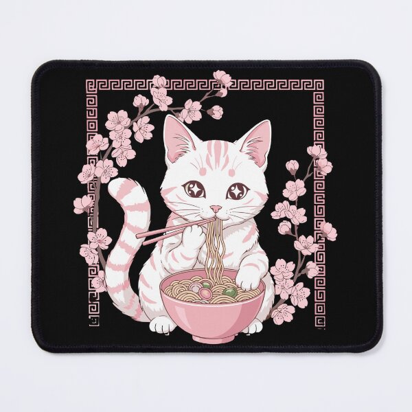 Item preview, Kawaii Cat Ramen Noodles Japanese Food Cherry Blossom designed and sold by SofiBlair.