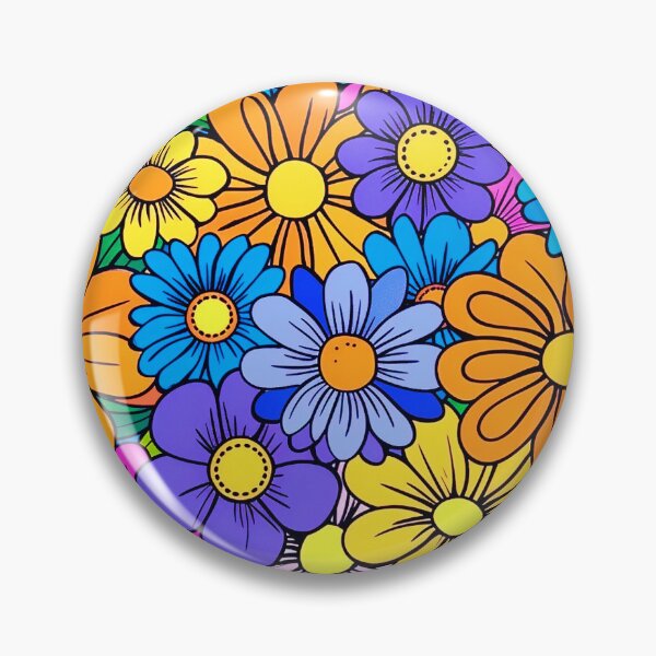 Item preview, Retro 1960's Hippie Flowers In Vibrant Groovy Colors  designed and sold by DEC02.