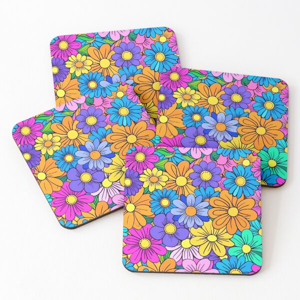Item preview, Retro 1960's Hippie Flowers In Vibrant Groovy Colors  designed and sold by DEC02.