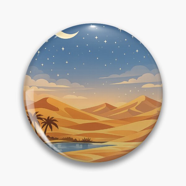 Item preview, Peaceful Desert Night Under Crescent Moon | Islamic Vector Sticker designed and sold by Abdullah4569.
