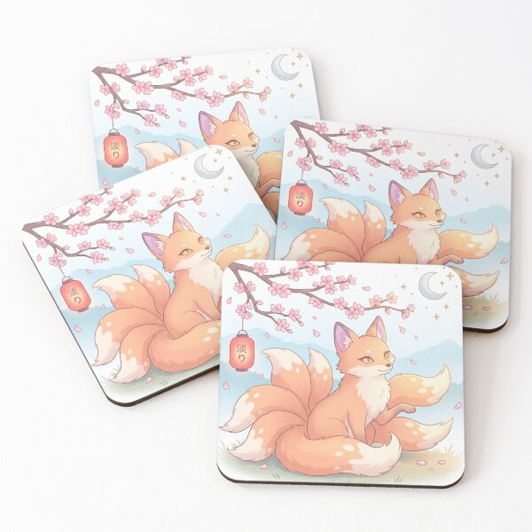 Item preview, Mystical Nine-Tailed Fox Under Cherry Blossoms - Japanese Fantasy Art designed and sold by MoonSoul Studio.